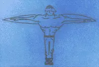 man with bird's chest muscles